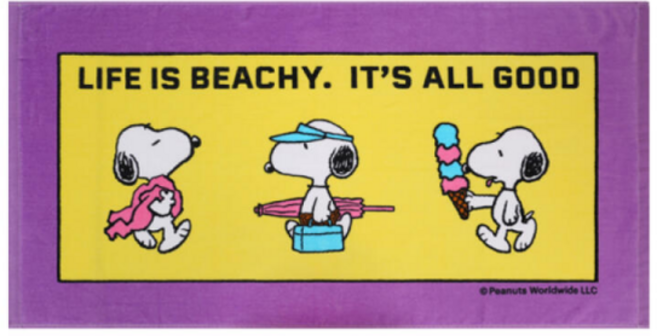 송월타월 스누피 선글라스 비치타월 50 x 100 cm, 핑크, 1개