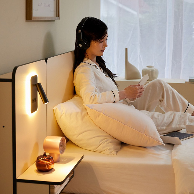 필우드가구 듀오 LED 헤드형 수납 침대 프레임 슈퍼싱글 SS (매트리스선택), 샌드베이지(프레임만)