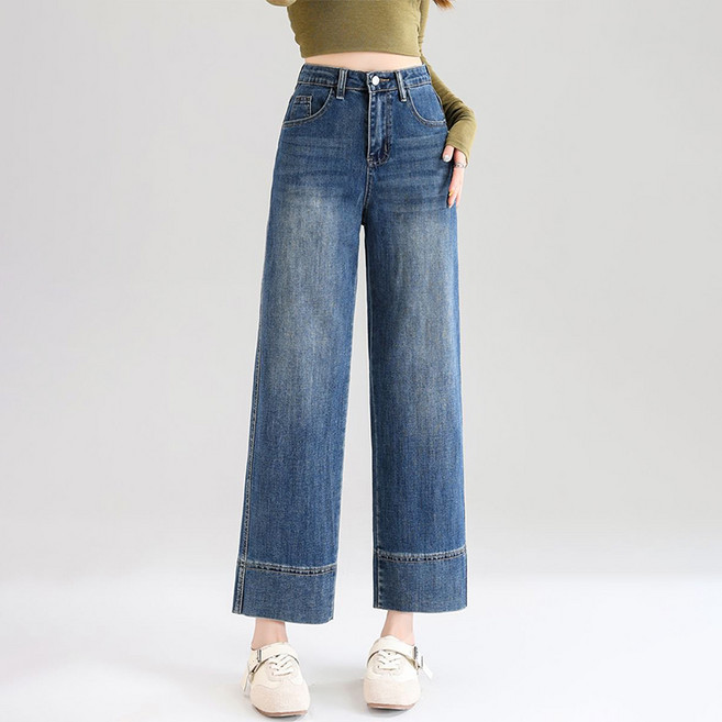 9부 일자진 세미 와이드 청바지 키작녀 토보샵