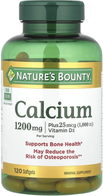 Nature's Bounty 칼슘 플러스 비타민D3 1200mg 속방형 소프트젤 120정(소프트젤 1정당 600mg), NaturesBounty칼슘플러스비타민D31200mg속, 1개, 120정 - 쿠팡