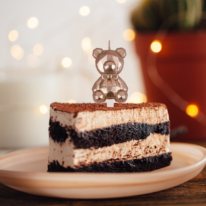 [코쿤] 테디베어 생일초 - 파티 기념일 초 곰돌이초 케이크데코, 골드, 1개, 21g