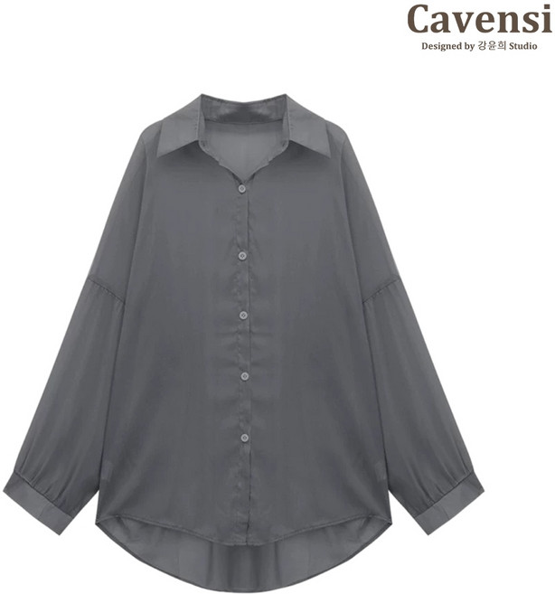 Cavensi 雪紡紗透膚長袖罩衫, 【罩衫】高級深灰,1/2XL（建議60-80公斤 ）