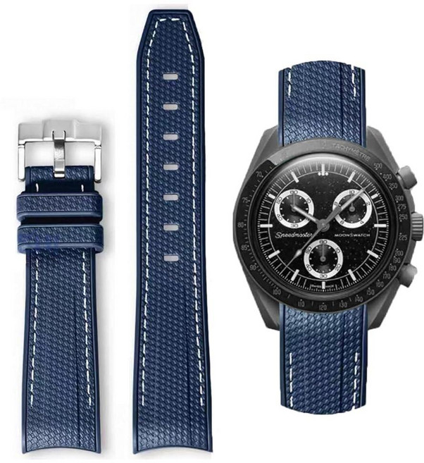 HEYOZURY 오메가 X 스와치 문스와치 시계용 시계 밴드 20mm 곡선형 고무 스트랩 실리콘 남성용 여성용 교체용 팔찌 스피드마스터 노 갭 314310