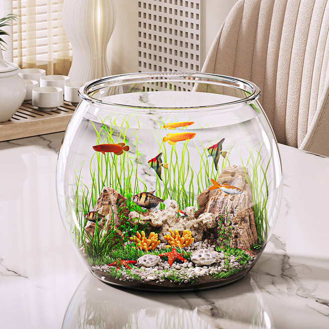 원형 플라스틱 어항 둥근 수조, 1개, 투명