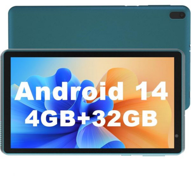 BYANDBY 태블릿 7인치 안드로이드 140 4GB+32GB 저장공간 1TB 확장 가능 쿼드코어 와이파이 GMS 인증 듀얼 카메라 교육용 게임용 블랙, 녹색, 1개
