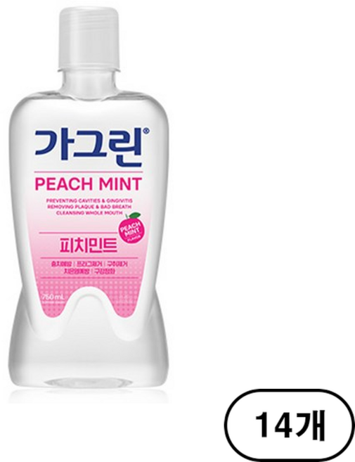 가그린 피치민트 구강세정제, 750ml, 14개