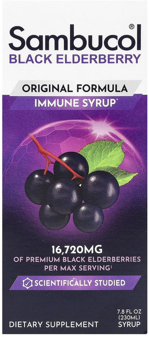 Sambucol 블랙 엘더베리 면역력 강화 시럽 오리지널 포뮬라 16720mg 230ml(7.8fl oz), Sambucol블랙엘더베리면역력강화시럽오리지널포뮬라16, 1개, 230ml