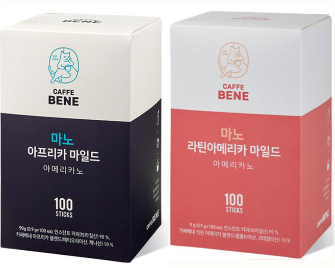 카페베네 마노커피 라틴아메리카 아프리카마일드 2가지맛 각 400개씩, 1개, 800개입