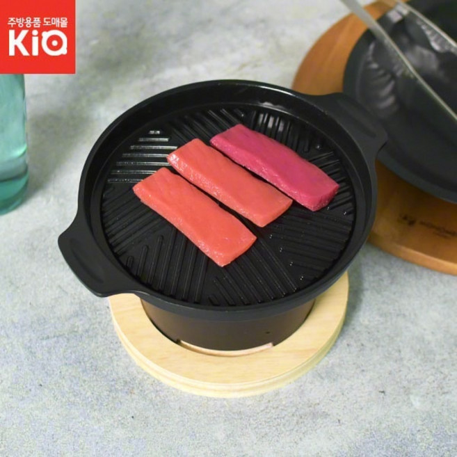 담아보리 1인 화로 미니 캠핑용 삼겹살 12인 그릴팬개인화로, 나무손잡이(단품)