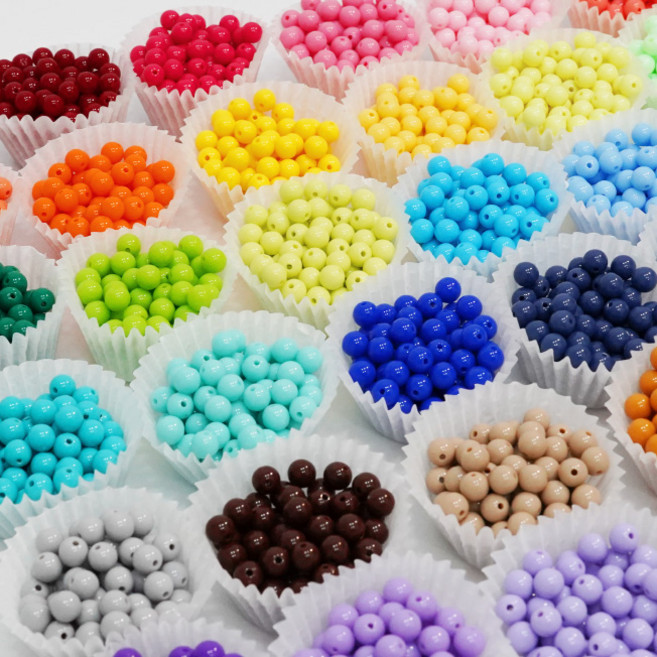 8mm 비즈 100개입 아크릴 원형 단색 팔찌 목걸이 만들기 비즈발 재료 공예, CO(코랄)