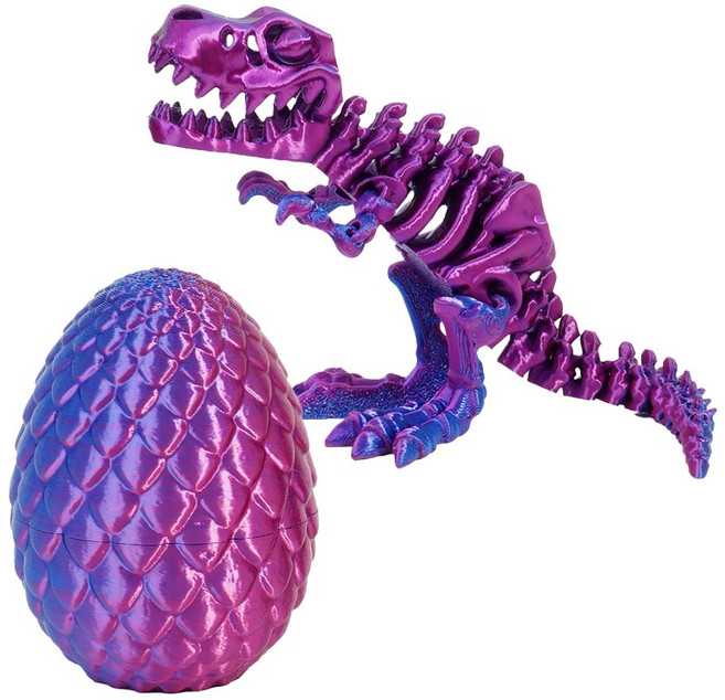 3D 프린트 에그 공룡 모형 인형 피규어 선물 소품 자유관절, 블루퍼플