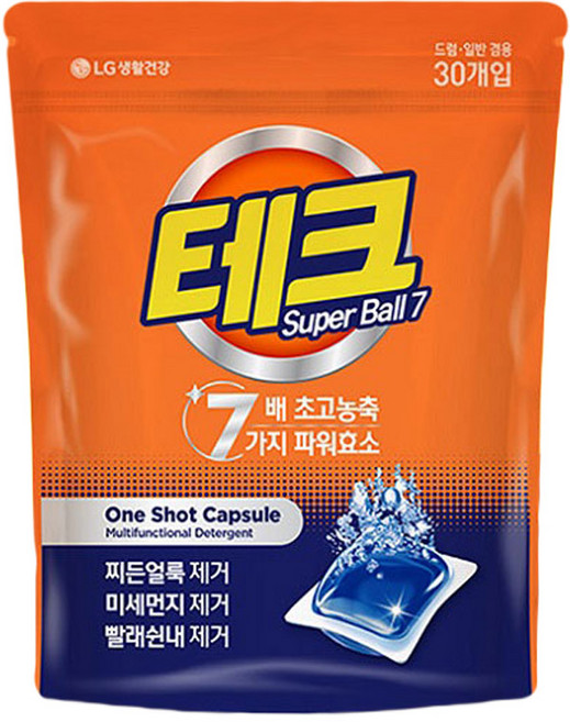 테크 수퍼볼 캡슐세제 일반드럼 겸용, 30개입, 2개