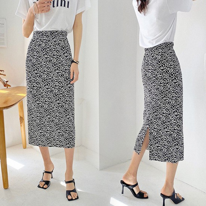 위쉬몰 KD 호피플리츠밴딩스커트(G838H405) 빅사이즈