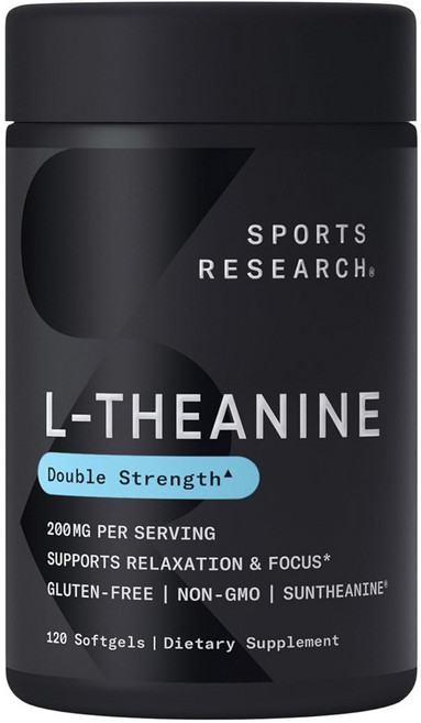 SPORTS RESEARCH L-茶胺酸無麩質軟膠囊 200mg, 120顆, 1罐