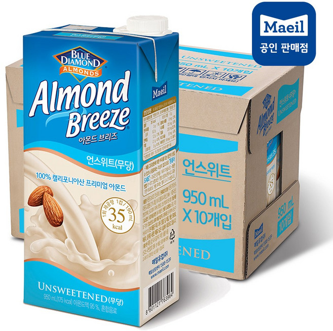 블루다이아몬드 아몬드 브리즈 언스위트, 950ml, 5개