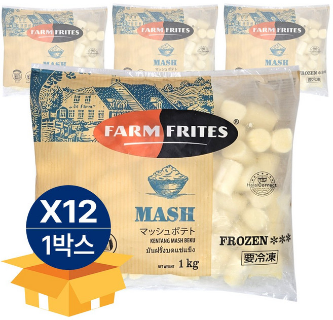 푸드올마켓_ 팜프리츠 매쉬 1kg /으깬감자/냉동 한박스 (1kg x 12ea)-아이스박스무료, 12개