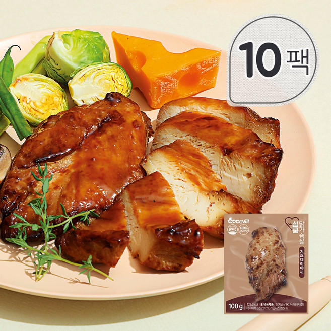 [꼬꼬빌] 심쿵 닭가슴살 치즈데리야끼 100g x 10팩, 10개