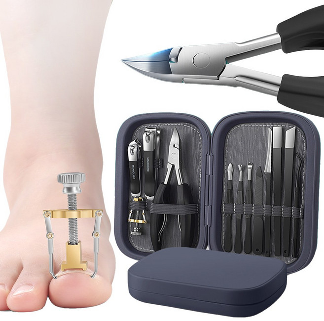 네일 케어 도구 12종 세트 대형 손톱깎이세트 내성발톱 두꺼운 발톱 가정용 셀프 케어 세트, 1세트, 발톱교정포함