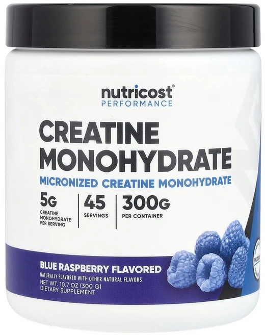 Nutricost 운동 능력 크레아틴 일수화물 블루 라즈베리 300g(10.7oz) Nutricost (뉴트리코스트), 분말, 300g, 1개 - 쿠팡