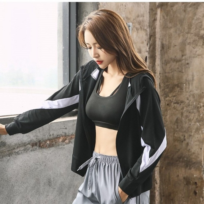 여름 여자 스포츠상의 짚업 헬스 요가 휘트니스 래쉬가드 사이클 운동복 짐웨어