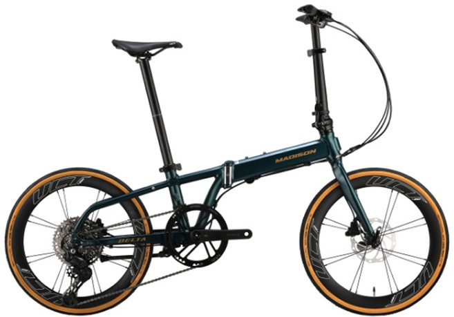 매디슨 뉴 델타 11 접이식 고속 미니벨로 시마노 큐스 11단 장착, 1개, 153cm, 다크 그린