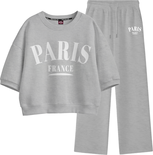 몰토벨리노 토르소 TSF 파리프랑스 세미오버핏 크롭 반팔 맨투맨 일자팬츠 세트