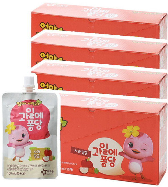 아워홈 엄마까투리 과일에퐁당 사과당근, 40개, 100ml