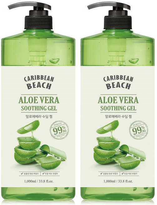 캐리비안비치 대용량 알로에 수딩젤, 1L, 2개