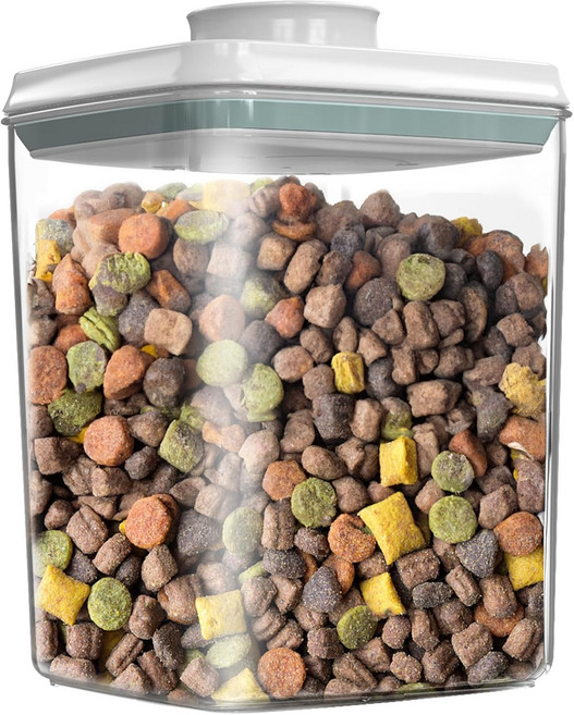 LOYOSEL 1.35 Qt 개 간식 용기 애완동물용 밀폐 병 뚜껑이 있는 플라스틱 고양이 사료 보관 BPA 프리 비스킷용 투명 팝업, 2PCS(1.3Qt+2.2Qt)