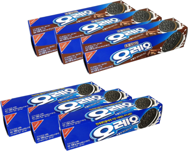 오레오 초콜릿크림+화이트크림 3개씩 (총 6개), 6개, 100g