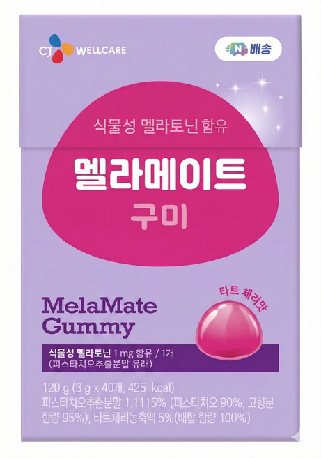 CJ웰케어 식물성 멜라토닌 구미 젤리 멜라메이트, 1개, 40정 - 쿠팡