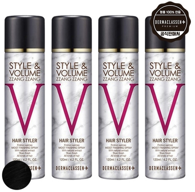 기타 더마클라센 스타일앤 볼륨짱짱 흑채 스프레이 블랙 120ml x4, 단품, 4개
