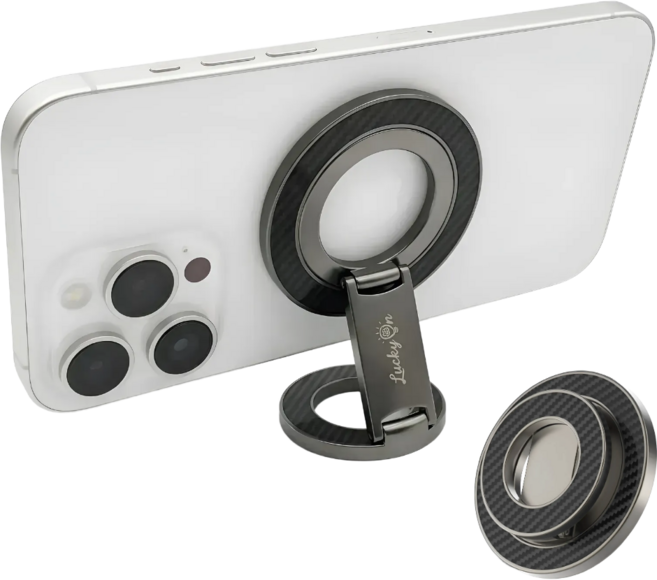 럭키온 맥세이프 양면자석 그립 스마트 톡 거치대, 1개, 매트블랙