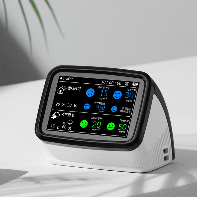 에이오 플러스 미세먼지 측정기 환경부 1등급 Ndir CO2 IoT 탑재, 블랙/화이트, 1개, 1개입
