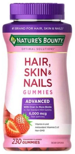 네이처스 바운티 어드밴스드 헤어 스킨 네일 구미스 230정 (구미) Natures bounty Advanced Hair Skin Nails 230 gummies, 1개 - 쿠팡