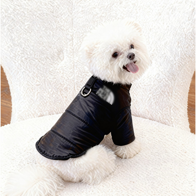 럽댕댕 겨울용 반려견 패딩 강아지 방한 점퍼 강아지옷 산책할 때 따뜻하게 귀엽고 편한 반려견 점퍼, 1개, 블랙
