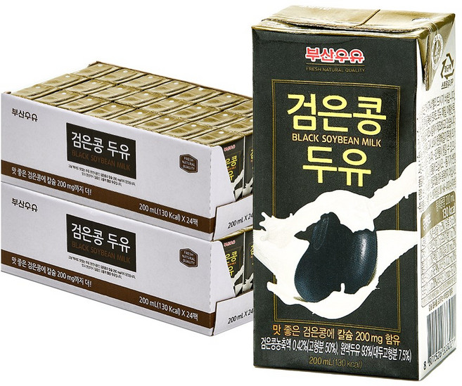부산우유 검은콩 두유, 48개, 200ml