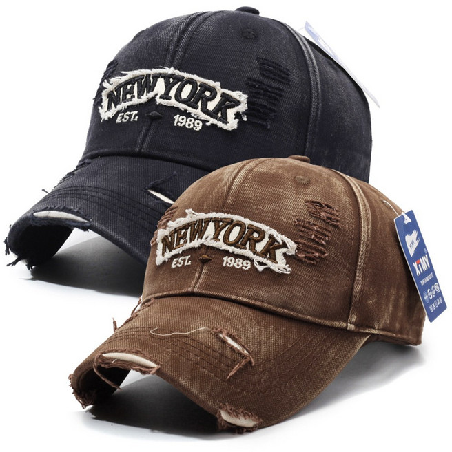 나인벨로 1+1 워싱 뉴욕 볼캡 빈티지 자수 감성 모자