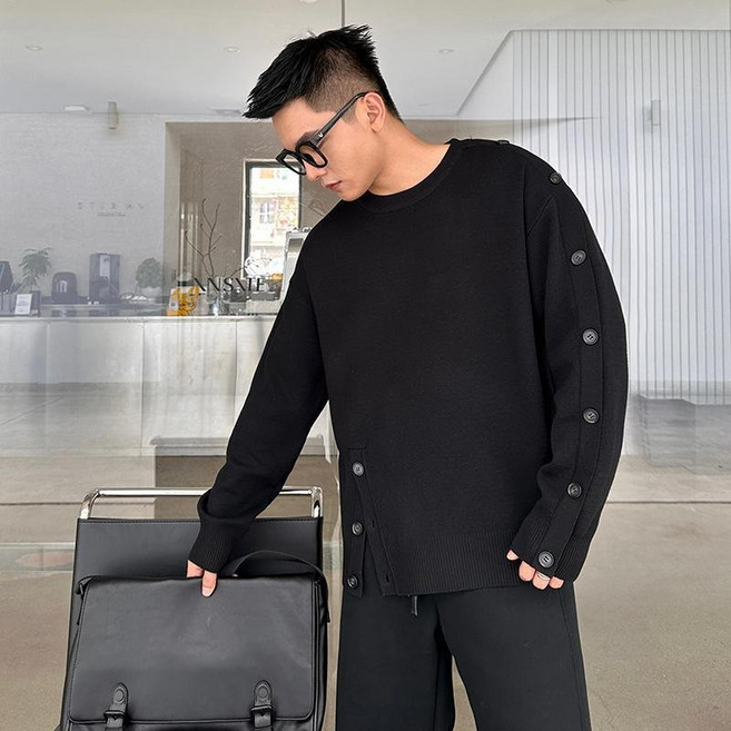 COSYEVNO 남자 스웨터 겨울 빅 사이즈 남성복 고급 어깨 단추 니트