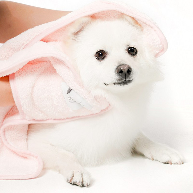 더마벳 글로브형 극세사 강아지 수건 타올 펫타올(80X40), 핑크, 1개