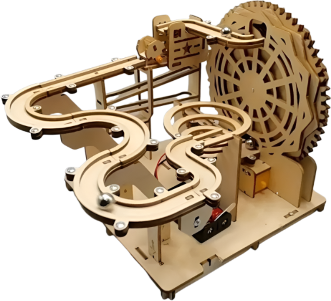 원리학습 창의력증진 고급 원목 DIY 롤러코스터 키트, 1개, 브라운, 105피스