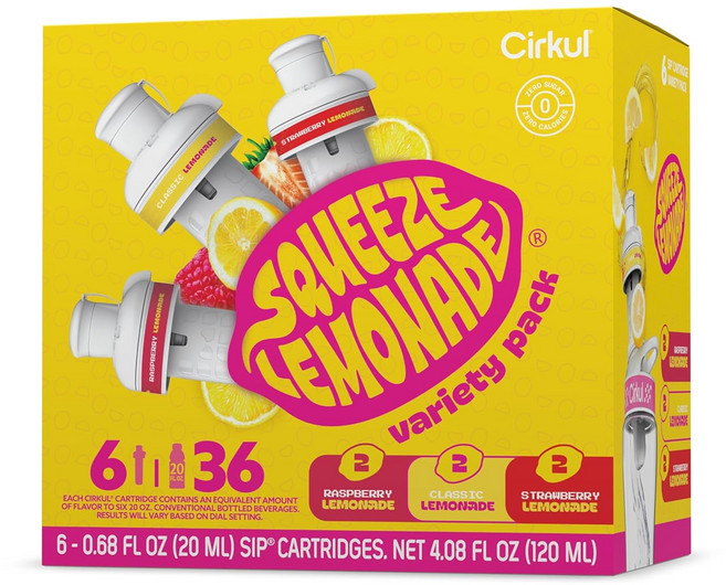 Cirkul Squeeze Lemonade Flavor 서큘 스퀴즈 레모네이드 버라이어티 6팩 클래식 스트로베리 라즈베리, Squeeze Lemonade Variety Pack, 6개