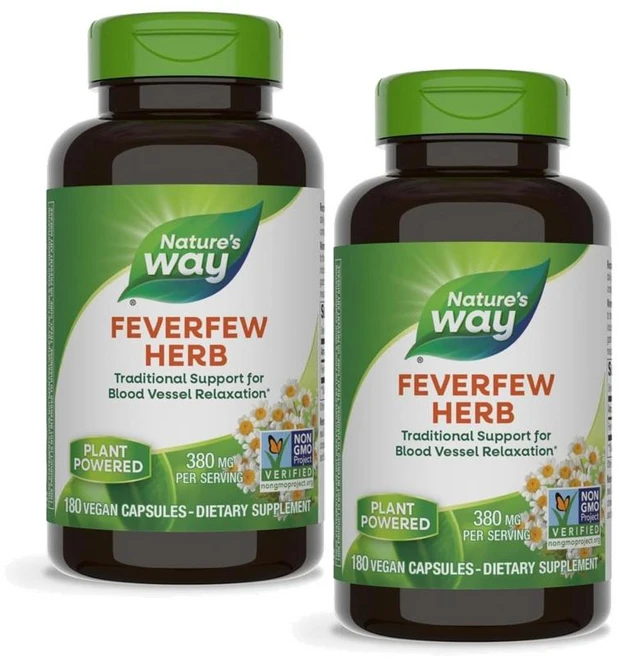 네이처스웨이 피버퓨 작은쑥국화 허브 추출물 캡슐 Nature's Way Feverfew Herb, 2개, 180정 - 쿠팡