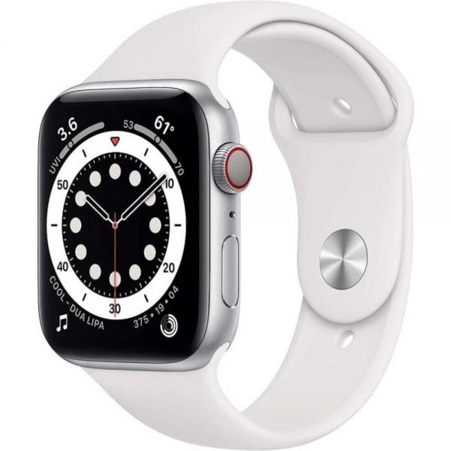Apple Watch 시리즈 6 GPS 셀룰러 40mm - 흰색 스포츠 밴드가 있는 실버 알루미늄 케이스 갱신, Silver, 40mm_Modern, 3) Silver - 40mm