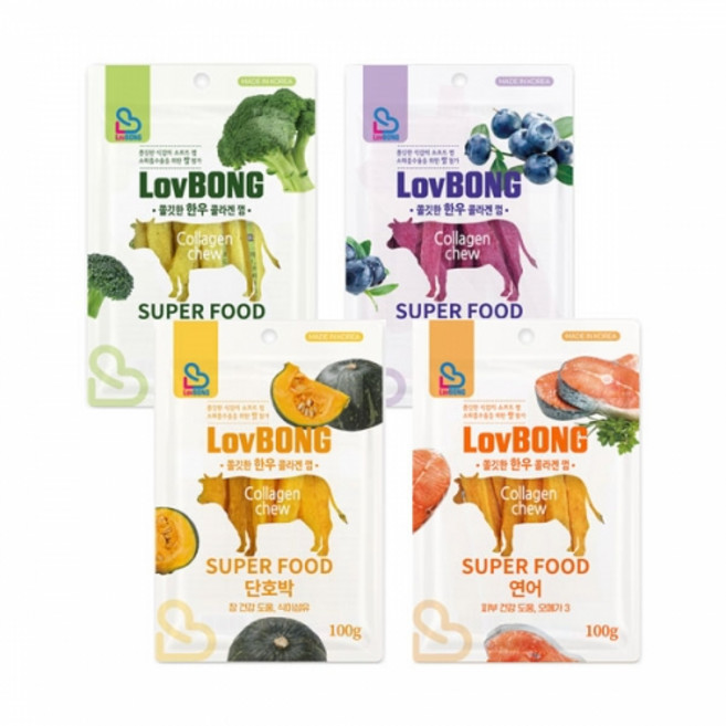 12개 러봉 쫄깃한 한우 콜라겐 껌 100g 면역력 장건강 눈건강 피부건강 개 간식, 면역력 브로콜리