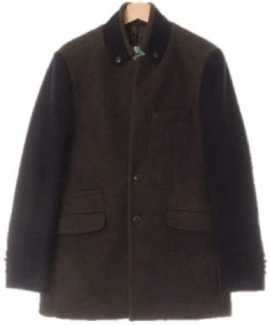 3033 크리스앤크리스티 멜란지카키다크네이비 울혼방 소매배색모던미디코트 [100]