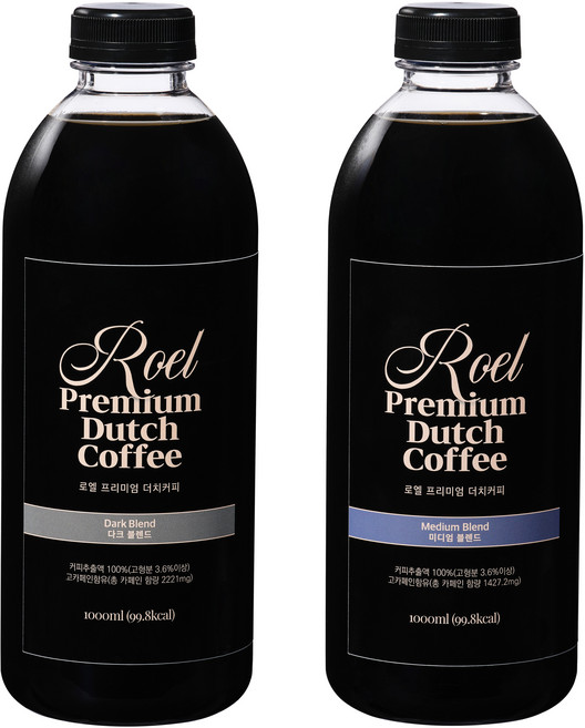 로엘 더치커피 콜드브루 원액 다크 블렌드 1L + 미디엄 블렌드 1L, 2개, 1개입