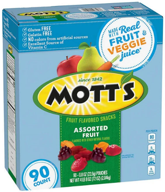 대용량 과일 젤리 모츠 후르츠 90팩 Motts Meldleys Assorted Fruit Snacks Gluten Free 90 ct, 90개, 22.6g - 쿠팡