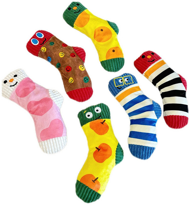 샤인월드 바스락 거리는 양말 모양 노즈워크, 1개, 옐로우 오렌지