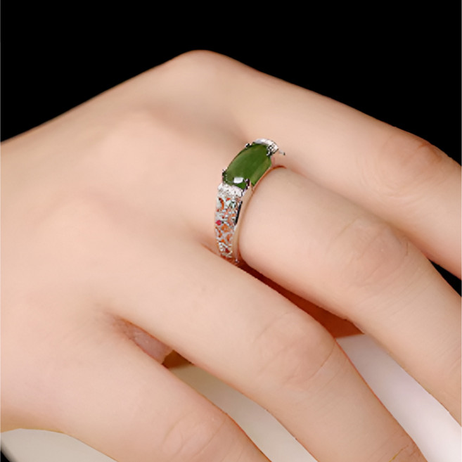 여성 옥반지 행운 재물운 은도금 반지